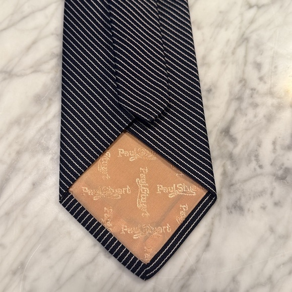 Paul Stuart Black and White Diagonal Striped Tie